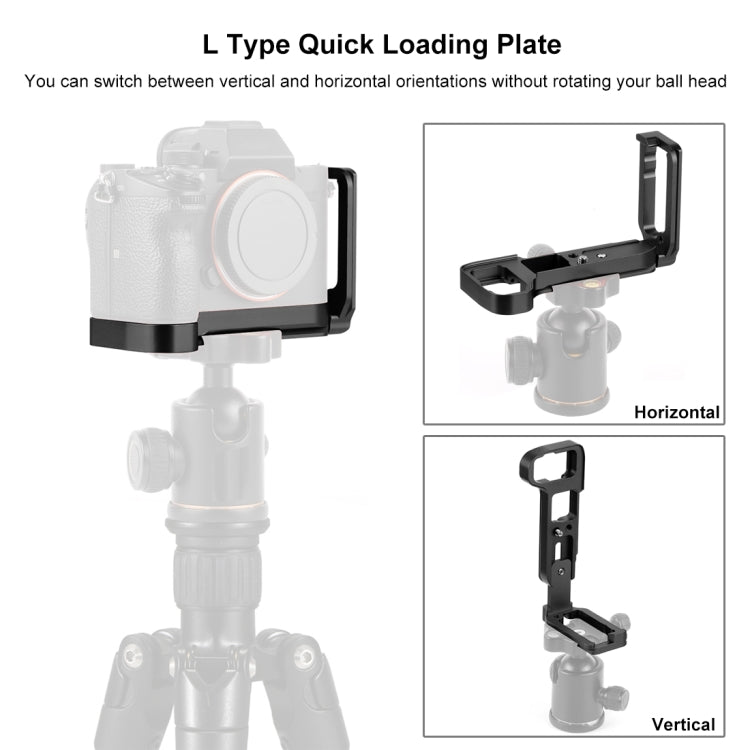 PULUZ 1/4 inch Vertical Shoot Quick Release L Plate Bracket Base Holder for Sony A9 (ILCE-9) / A7 III/ A7R III, For Sony A9 (Black), For Sony A9 (Red)