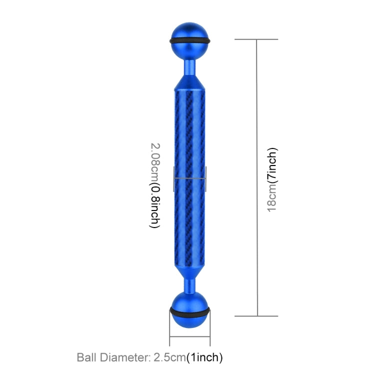 PULUZ  7 inch 18cm Length 20.8mm Diameter Dual Balls Carbon Fiber Floating Arm, Ball Diameter: 25mm, 7 inch Black, 7 inch Blue, 7 inch Red