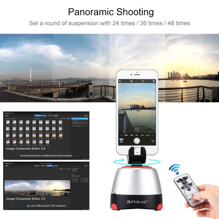 PULUZ Electronic 360 Degree Rotation Panoramic Head with Remote Controller for Smartphones, GoPro Action Cameras