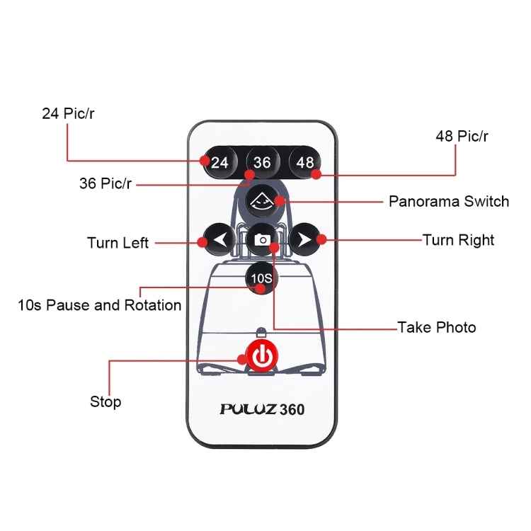 PULUZ Electronic 360 Degree Rotation Panoramic Head + Tripod Mount + GoPro Clamp + Phone Clamp with Remote Controller for Smartphones, GoPro Action Cameras