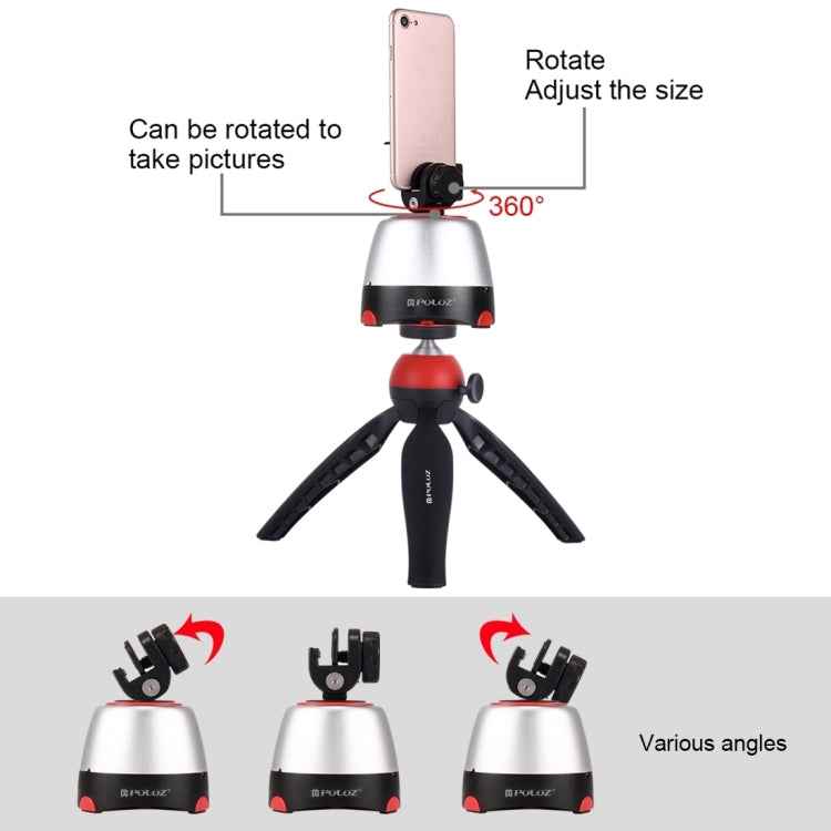 PULUZ Electronic 360 Degree Rotation Panoramic Head + Tripod Mount + GoPro Clamp + Phone Clamp with Remote Controller for Smartphones, GoPro Action Cameras