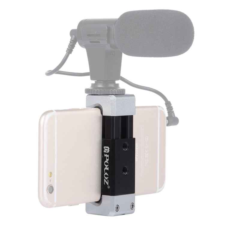 PULUZ Universal Phone Aluminum Alloy Clamp Holder Bracket with Cold Shoe For iPhone, Galaxy, Huawei, Xiaomi, Sony, HTC, Google and other Smartphones