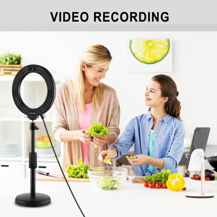 PULUZ 6.2 inch 16cm USB 3 Modes Dimmable LED Ring Vlogging Photography Video Lights with Tripod Ball Head