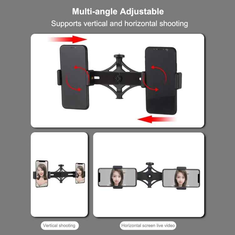 PULUZ Live Broadcast Dual Phone Brackets Horizontal Holder for iPhone, Galaxy, Huawei, Xiaomi, Sony and Other Smart Phones
