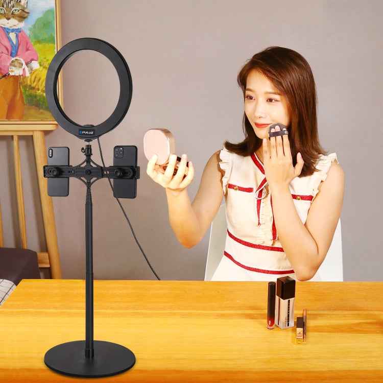 PULUZ Live Broadcast Dual Phone Brackets Horizontal Holder for iPhone, Galaxy, Huawei, Xiaomi, Sony and Other Smart Phones