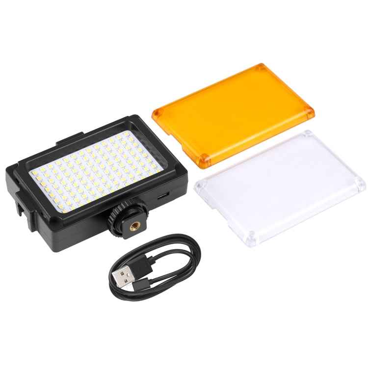 PULUZ Pocket 96 LEDs 860LM Professional Vlogging Photography Video & Photo Studio Light with White and Orange Magnet Filters Light Panel for Canon, Nikon, DSLR Cameras