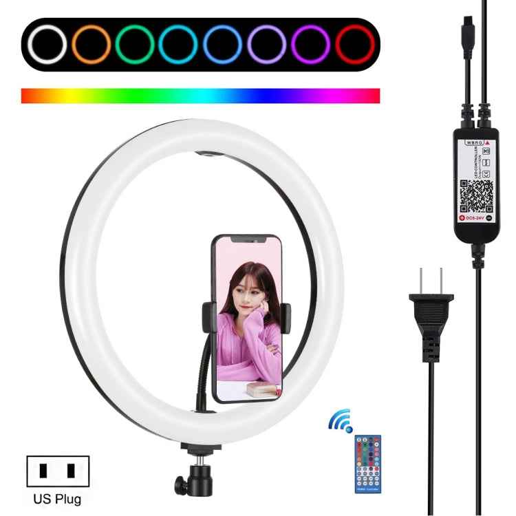 PULUZ 11.8 inch 30cm RGB Dimmable LED Ring Vlogging Selfie Photography Video Lights with Cold Shoe Tripod Ball Head & Phone Clamp (Pink)