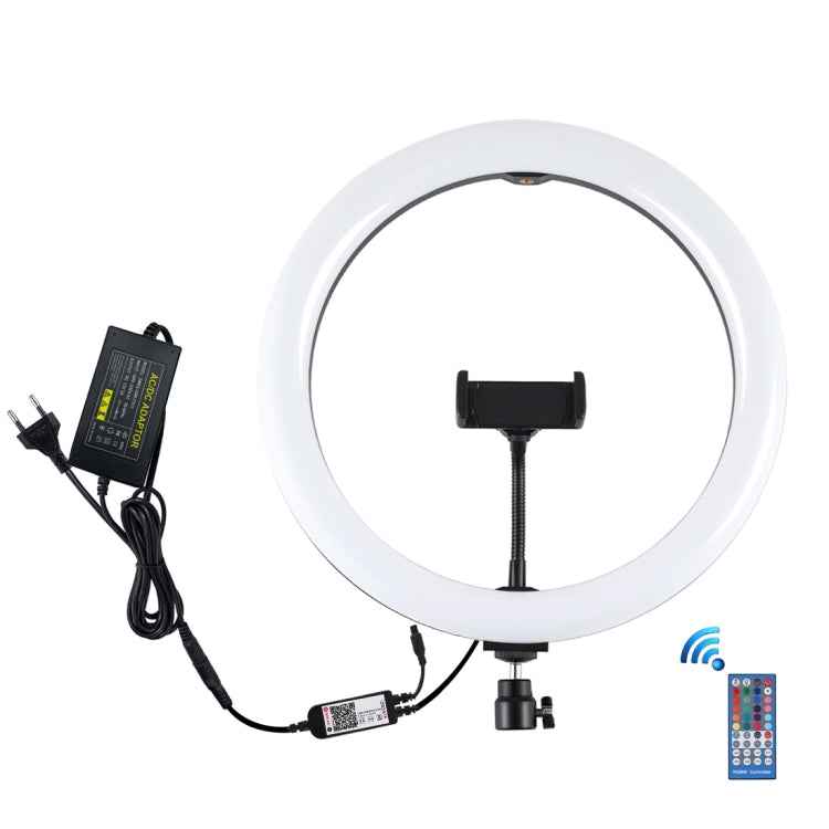 PULUZ 11.8 inch 30cm RGB Dimmable LED Ring Vlogging Selfie Photography Video Lights with Cold Shoe Tripod Ball Head & Phone Clamp (Pink)