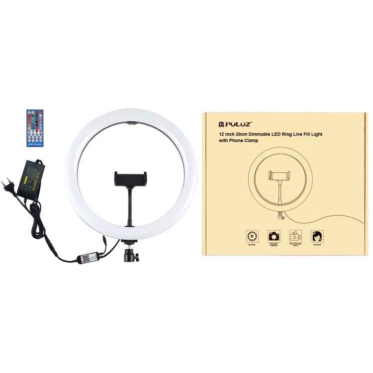 PULUZ 11.8 inch 30cm RGB Dimmable LED Ring Vlogging Selfie Photography Video Lights with Cold Shoe Tripod Ball Head & Phone Clamp (Pink)