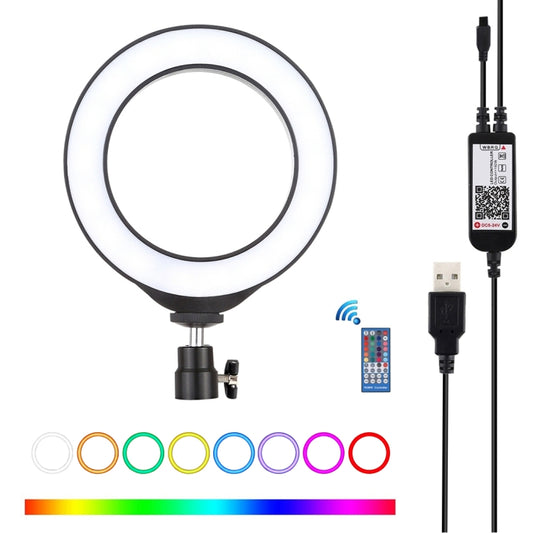 PULUZ 6.2 inch 16cm USB RGBW Dimmable LED Ring Vlogging Photography Video Lights  with Cold Shoe Tripod Ball Head & Remote Control