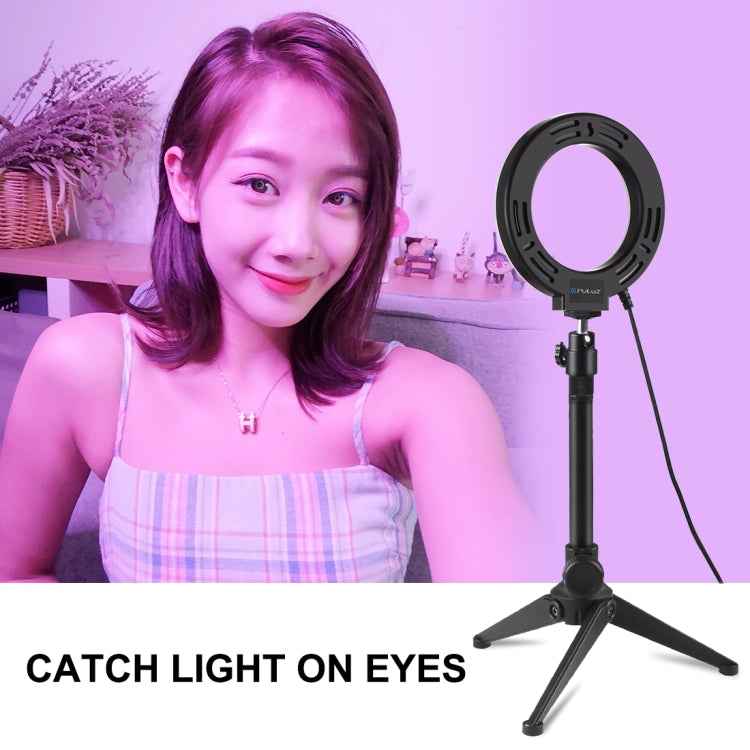 PULUZ 4.7 inch 12cm Curved Surface USB 10 Modes 8 Colors RGBW Dimmable LED Ring Vlogging Photography Video Lights with Tripod Ball Head