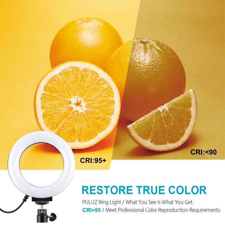 PULUZ 4.7 inch 12cm Curved Surface USB 10 Modes 8 Colors RGBW Dimmable LED Ring Vlogging Photography Video Lights with Tripod Ball Head