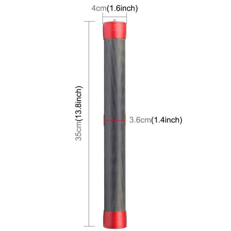 PULUZ Carbon Fiber Extension Monopod Pole Rod Extendable Stick for DJI / MOZA / Feiyu V2 / Zhiyun G5 / SPG Gimbal, Length: 35cm