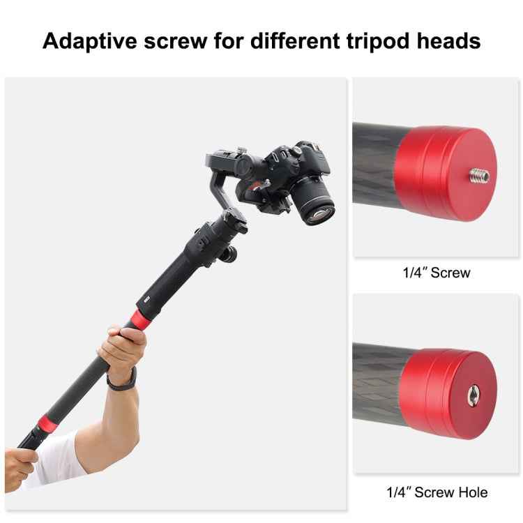 PULUZ Carbon Fiber Extension Monopod Pole Rod Extendable Stick for DJI / MOZA / Feiyu V2 / Zhiyun G5 / SPG Gimbal, Length: 35cm