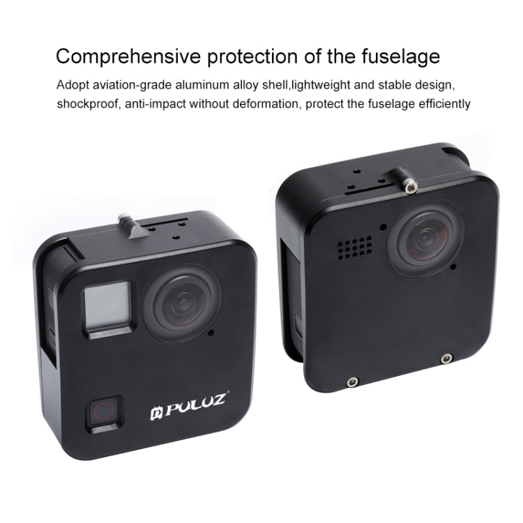 PULUZ for GoPro Fusion Housing Shell CNC Aluminum Alloy Protective Cage with Basic Mount & Lens Caps