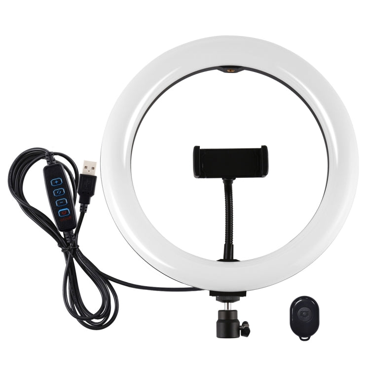 PULUZ 10.2 inch 26cm USB 3 Modes Dimmable Dual Color Temperature LED Curved Diffuse Light Ring Vlogging Selfie Photography Video Lights with Phone Clamp