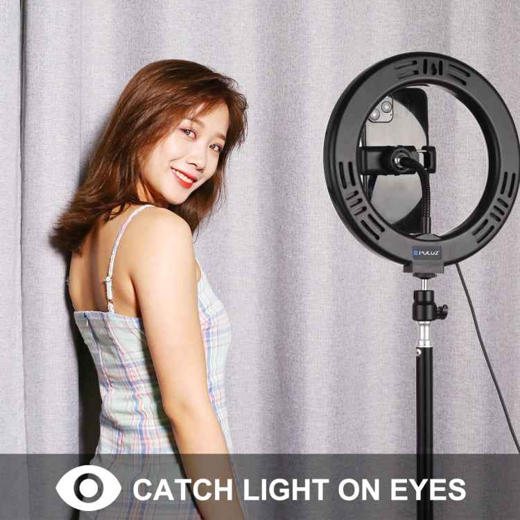 PULUZ 7.9 inch 20cm USB 3 Modes Dimmable Dual Color Temperature LED Curved Light Ring Vlogging Selfie Photography Video Lights with Phone Clamp