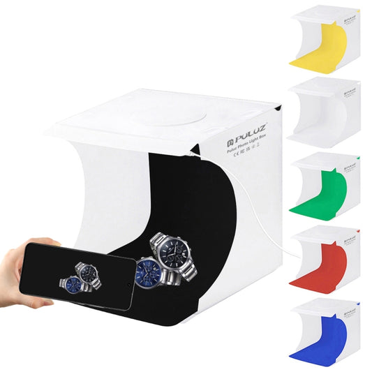 PULUZ 20cm Folding Portable 550LM Light Photo Lighting Studio Shooting Tent Box Kit with 6 Colors Backdrops (Black, White, Orange, Red, Green, Blue), Unfold Size: 24cm x 23cm x 23cm