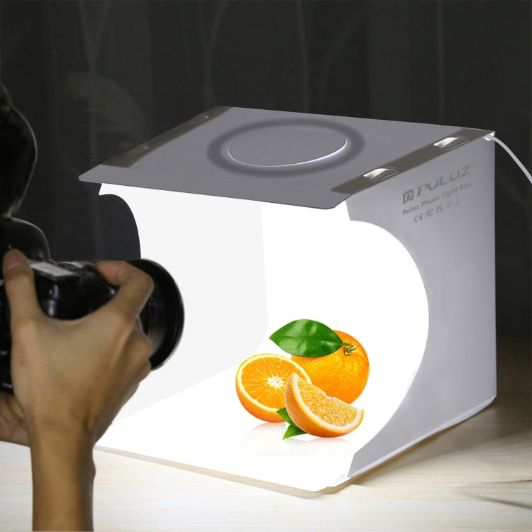 PULUZ 23cm Ring LED Panel Folding Portable Light Photo Lighting Studio Shooting Tent Box Kit with 6 Colors Backdrops (Black, White, Yellow, Red, Green, Blue), Unfold Size: 24cm x 23cm x 23cm