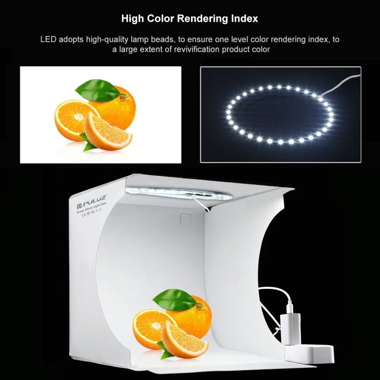 PULUZ 23cm Ring LED Panel Folding Portable Light Photo Lighting Studio Shooting Tent Box Kit with 6 Colors Backdrops (Black, White, Yellow, Red, Green, Blue), Unfold Size: 24cm x 23cm x 23cm
