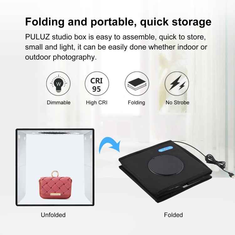 PULUZ 25cm Folding Portable Ring Light Photo Lighting Studio Shooting Tent Box with 12 Colors Backdrops, Size: 25cm x 25cm x 25cm