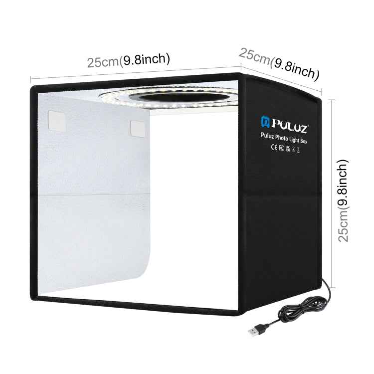 PULUZ 25cm Folding Portable Ring Light Photo Lighting Studio Shooting Tent Box with 12 Colors Backdrops, Size: 25cm x 25cm x 25cm