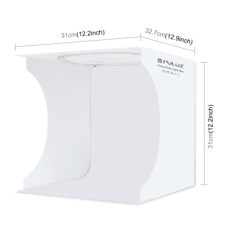 PULUZ 30cm Folding Portable Ring Light Board Photo Lighting Studio Shooting Tent Box Kit with 6 Colors Backdrops (Black, White, Yellow, Red, Green, Blue), Unfold Size: 31cm x 31cm x 32cm