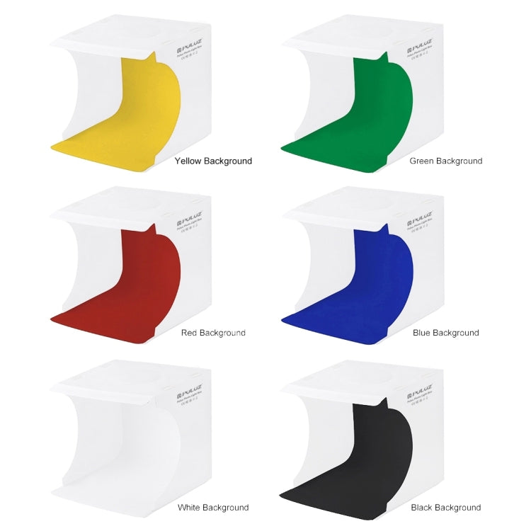 PULUZ 30cm Folding Portable Ring Light Board Photo Lighting Studio Shooting Tent Box Kit with 6 Colors Backdrops (Black, White, Yellow, Red, Green, Blue), Unfold Size: 31cm x 31cm x 32cm