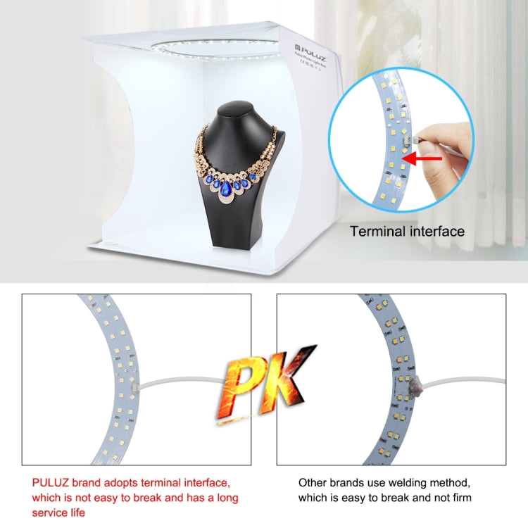 PULUZ 30cm Folding Portable Ring Light Board Photo Lighting Studio Shooting Tent Box Kit with 6 Colors Backdrops (Black, White, Yellow, Red, Green, Blue), Unfold Size: 31cm x 31cm x 32cm