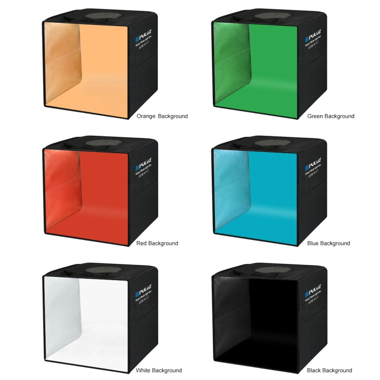 PULUZ 30cm Folding  High 97 CRI Ring Light Photo Lighting Studio Shooting Tent Box Kit with 6 Colors Backdrops (Black, White, Orange, Red, Green, Blue), Unfold Size: 30cm x 30cm x 30cm