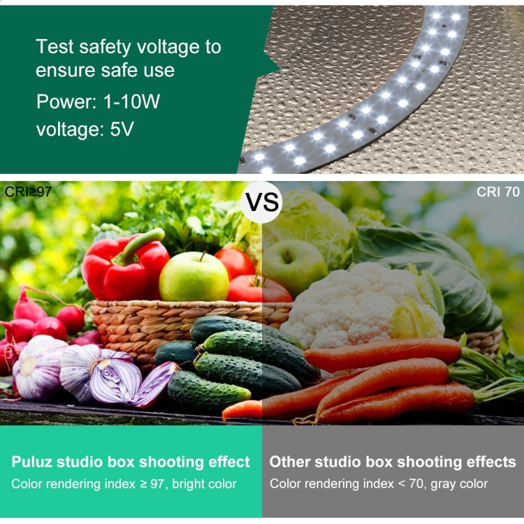 PULUZ 30cm Folding  High 97 CRI Ring Light Photo Lighting Studio Shooting Tent Box Kit with 6 Colors Backdrops (Black, White, Orange, Red, Green, Blue), Unfold Size: 30cm x 30cm x 30cm