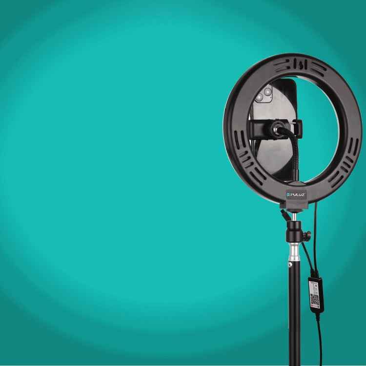PULUZ 7.9 inch 20cm USB RGB Dimmable LED Dual Color Temperature LED Curved Light Ring Vlogging Selfie Photography Video Lights with Phone Clamp