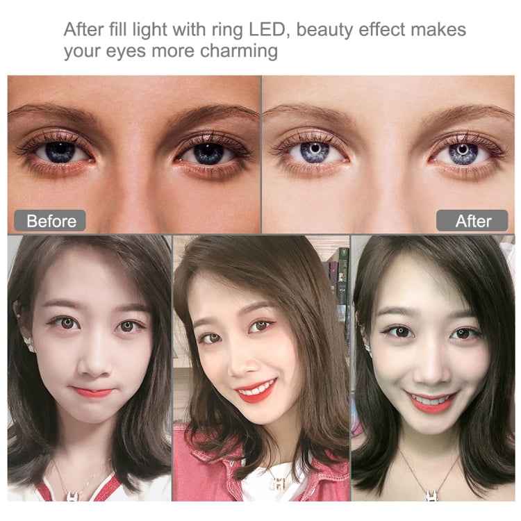 PULUZ 7.9 inch 20cm USB RGB Dimmable LED Dual Color Temperature LED Curved Light Ring Vlogging Selfie Photography Video Lights with Phone Clamp