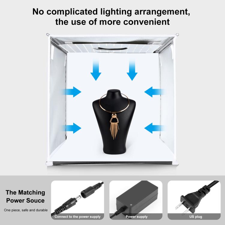 PULUZ 40cm Folding Portable White Light Dimmable Photo Lighting Studio Shooting Tent Box Kit with 6 Colors (Black, Orange, White, Red, Green, Blue) Backdrops