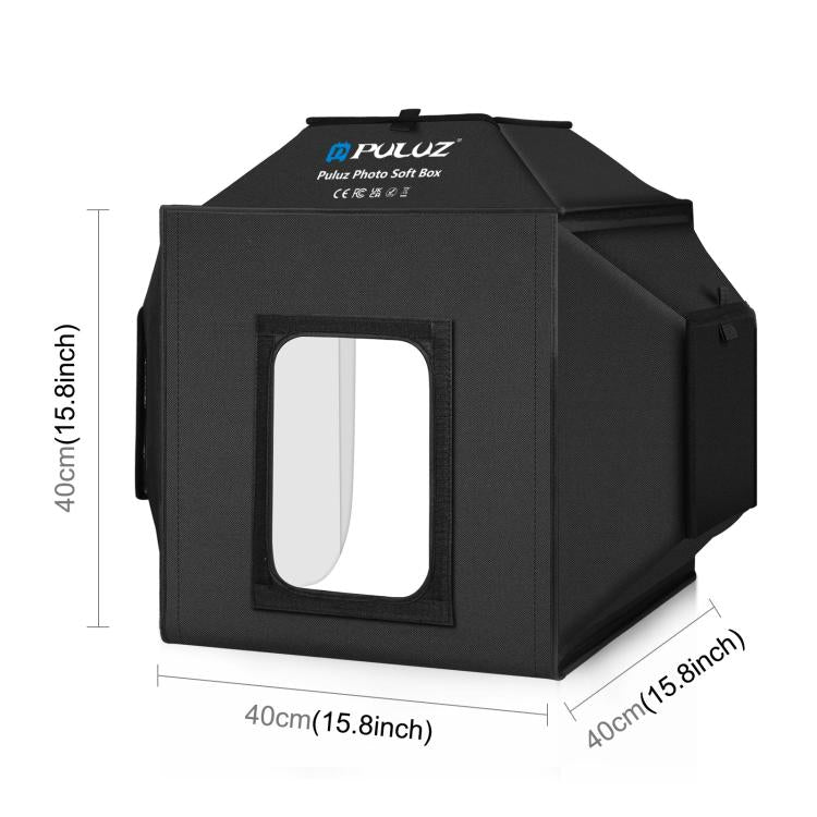 PULUZ 40cm Folding 72W 5500K Studio Shooting Tent Soft Box Photography Lighting Kit with 4 Colors (Black, Orange, White, Green) Backdrops