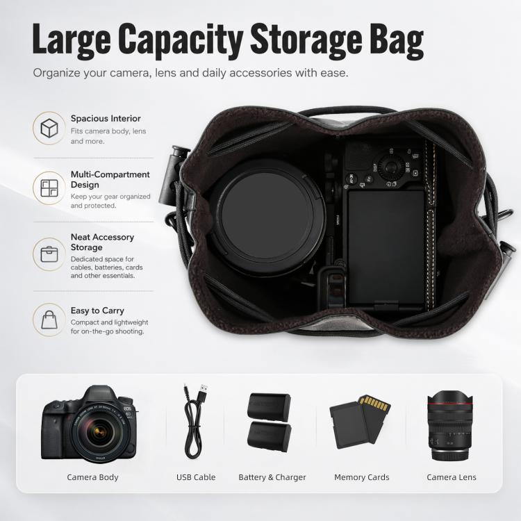 PULUZ Camera Protective Inner Bag Thick Padded Carrying Pouch with Shoulder Strap for Mirrorless & DSLR Cameras, Size: M, Size: M