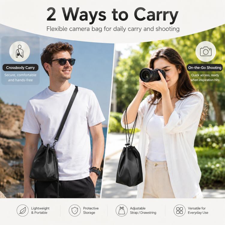 PULUZ Camera Protective Inner Bag Thick Padded Carrying Pouch with Shoulder Strap for Mirrorless & DSLR Cameras, Size: M, Size: M