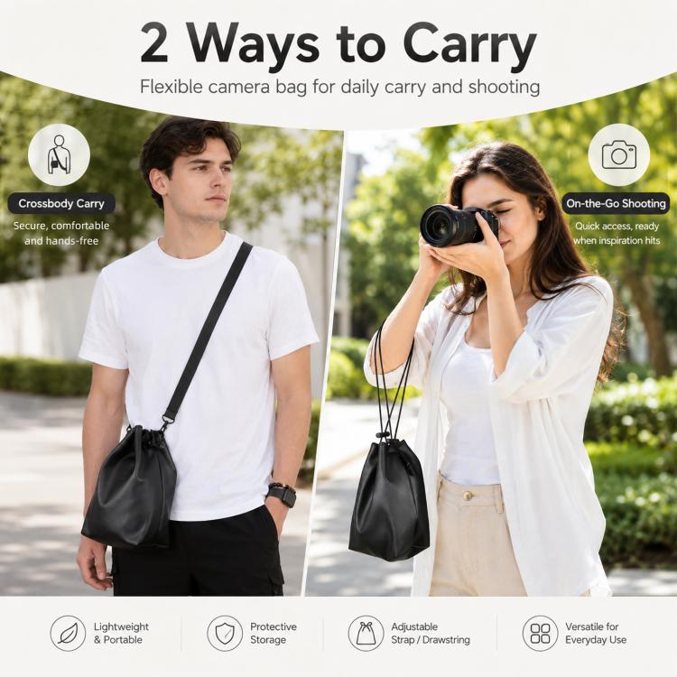 PULUZ Camera Protective Inner Bag Thick Padded Carrying Pouch with Shoulder Strap for Mirrorless & DSLR Cameras, Size: L, Size: L