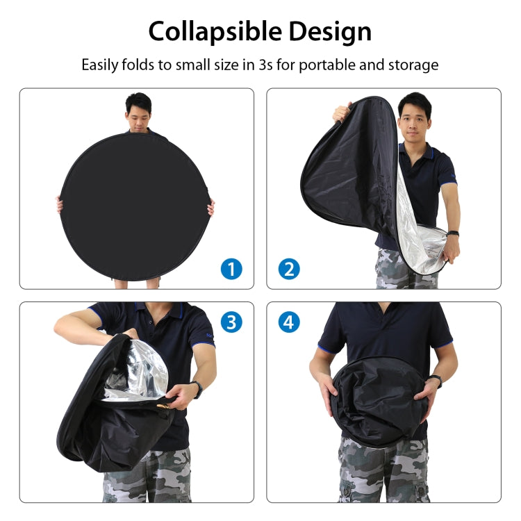 PULUZ 110cm 5 in 1 (Silver / Translucent / Gold / White / Black) Folding Photo Studio Reflector Board