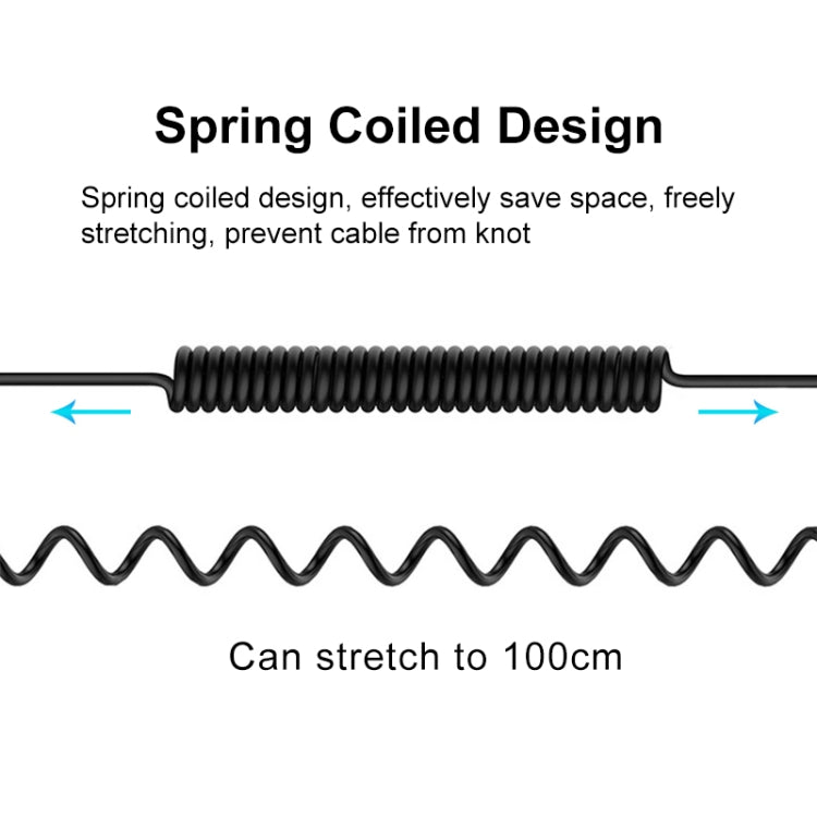 PULUZ 3.5mm TRRS Male to Type-C / USB-C Male Live Microphone Audio Adapter Spring Coiled Cable for Samsung, Huawei and Smartphones, Cable Stretching to 100cm