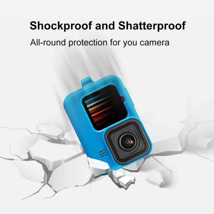 PULUZ for GoPro HERO12 Black /11 Black /10 Black /9 Black Silicone Protective Case Cover with Wrist Strap & Lens Cover