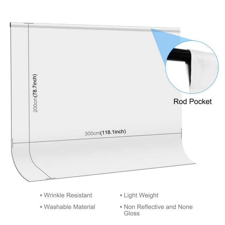 PULUZ 3m x 2m Photography Background Thickness Photo Studio Background Cloth Backdrop