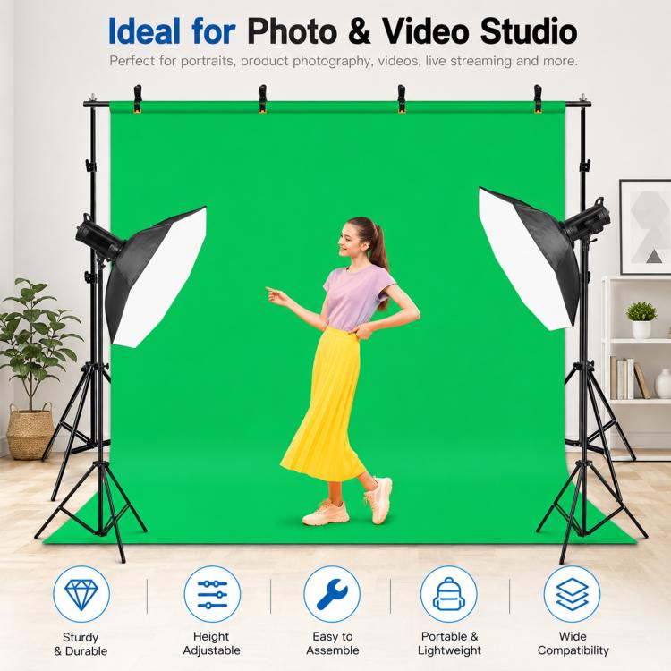 2 x 3m Thickened Photo Studio Background Support Stand Backdrop Crossbar Bracket, 2 x 3m Thickened