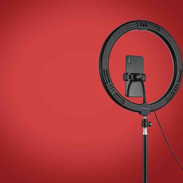 PULUZ 11.8 inch 30cm Curved Surface USB 10 Modes 8 Colors RGBW Dimmable LED Ring Vlogging Photography Video Lights with Tripod Ball Head & Phone Clamp
