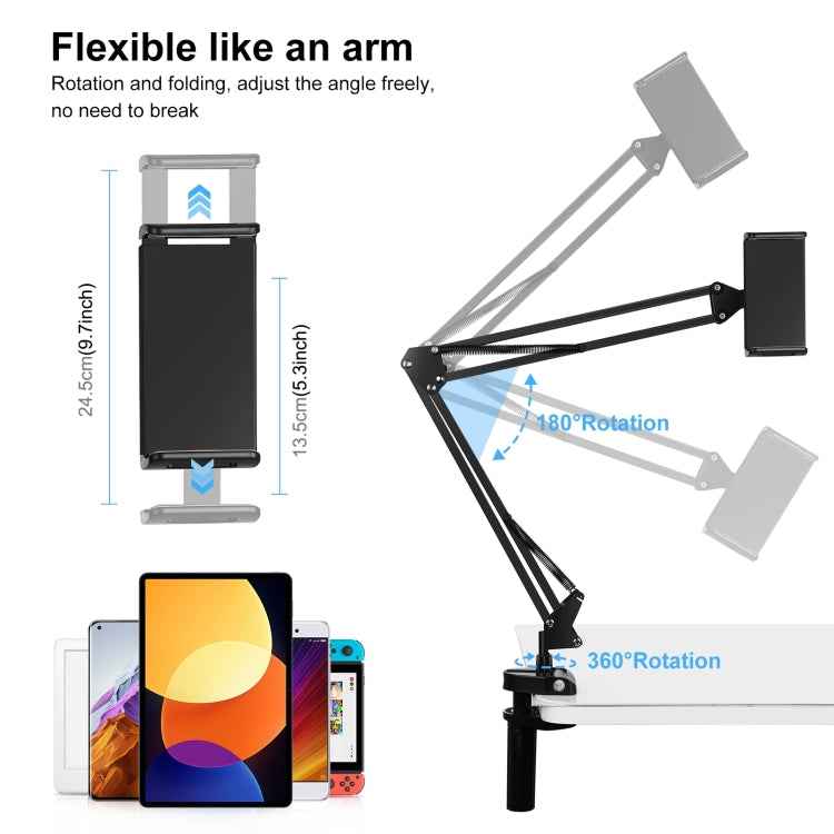 PULUZ  Live Broadcast Desktop Arm Stand Suspension Clamp Holder with Tablet PC Clamp