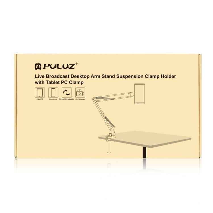 PULUZ  Live Broadcast Desktop Arm Stand Suspension Clamp Holder with Tablet PC Clamp