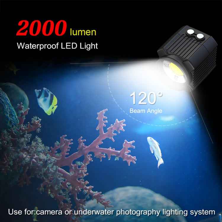 PULUZ 60m Underwater LED Photography Fill Light 7.4V/1100mAh Diving Light for GoPro, Insta360, DJI and Other Action Cameras
