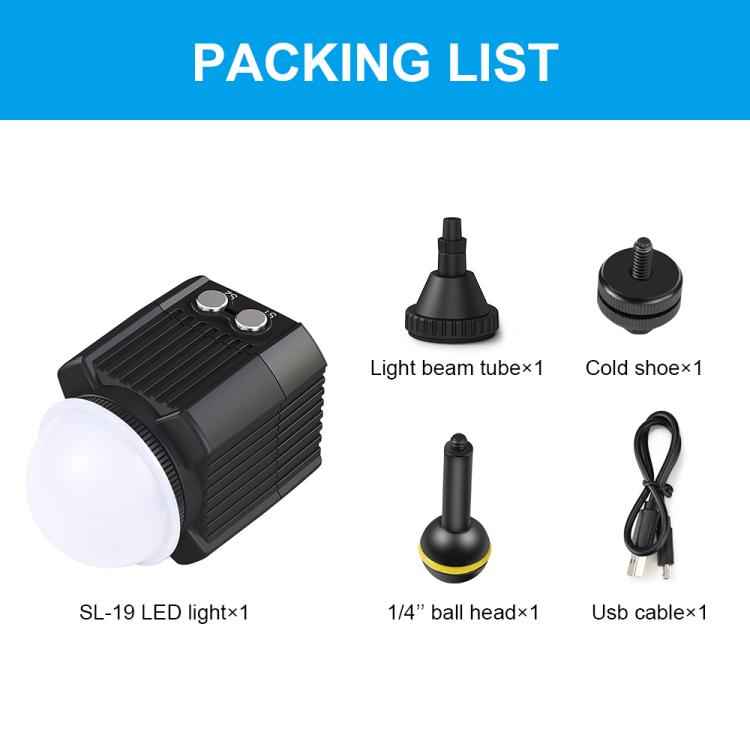 PULUZ 60m Underwater LED Photography Fill Light 7.4V/1100mAh Diving Light for GoPro, Insta360, DJI and Other Action Cameras