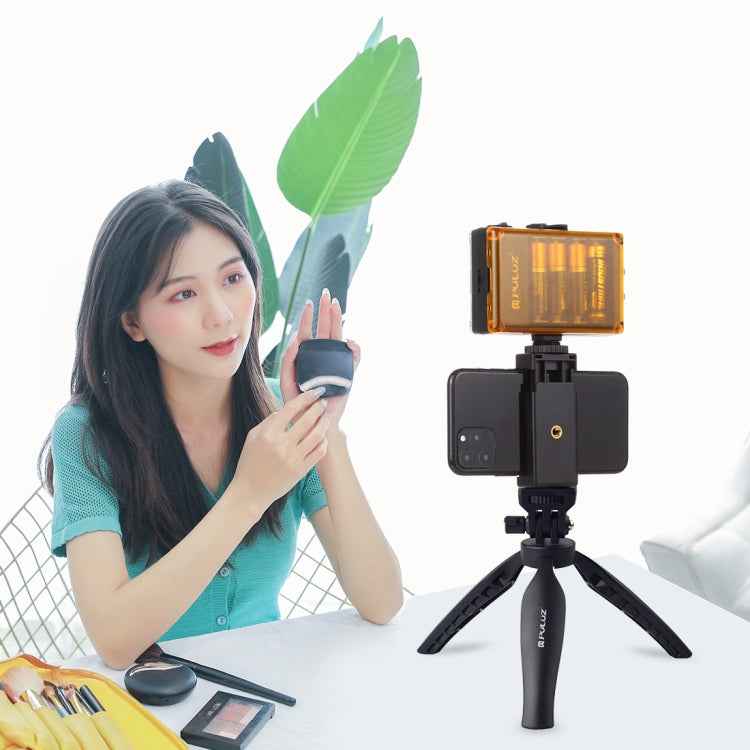 PULUZ Desk Plastic Tripod Mount with Phone Clamp & Adjusting Tripod Head for Smartphones