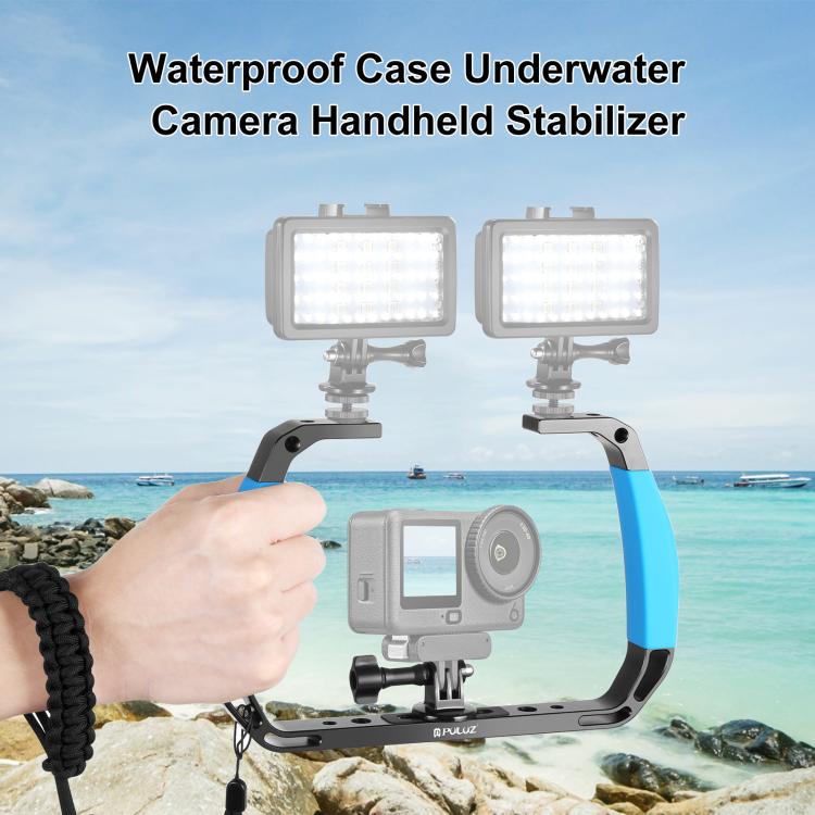 PULUZ Dual Silicone Handles Aluminium Alloy Underwater Diving Rig for GoPro, Other Action Cameras and  Smartphones, For Action Cameras and Smartphones